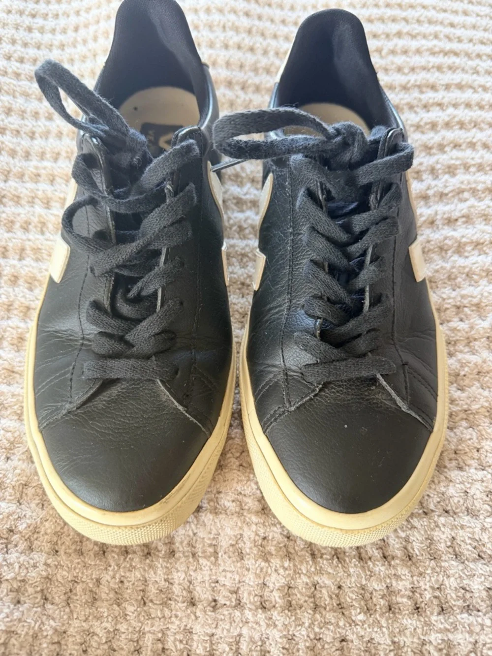 Veja Women’s V-10 Leather Sneaker in Black/White